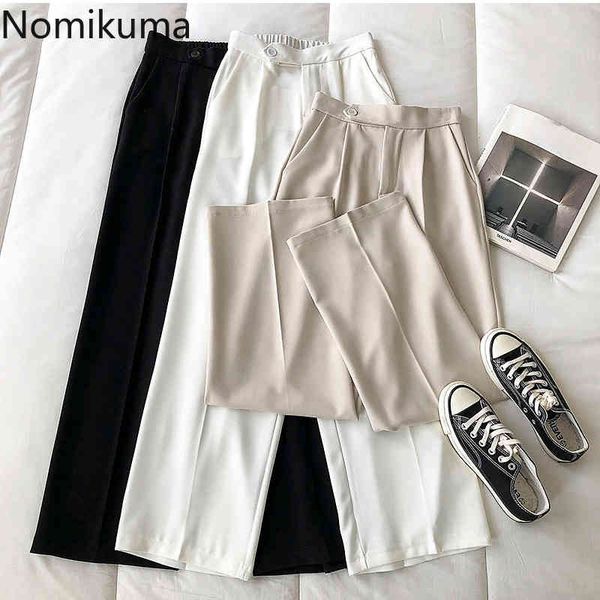 nomikuma korean style suit pants women solid color casual loose trousers all-match straight high waist pantalones chic 210514, Black;white
nomikuma korean style suit pants women solid color casual loose trousers all-match straight high waist pantalones chic 210514, Black;white