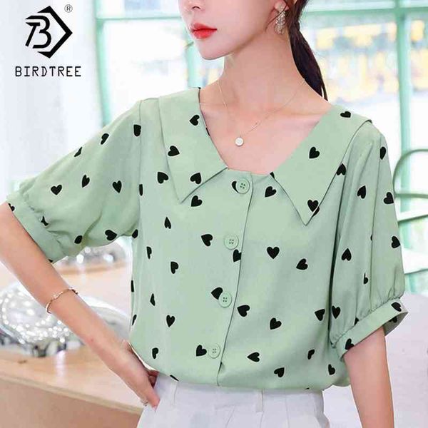 print women shirts summer turn-down collar short sleeve single-breasted chiffon blouses all match t05023k 210419, Black;brown 
print women shirts summer turn-down collar short sleeve single-breasted chiffon blouses all match t05023k 210419, Black;brown