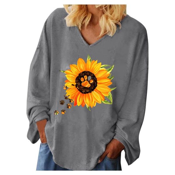 women's blouses & shirts women autumn clothing sunflower print t-shirt casual v-neck long sleeve loose, White
women's blouses & shirts women autumn clothing sunflower print t-shirt casual v-neck long sleeve loose, White