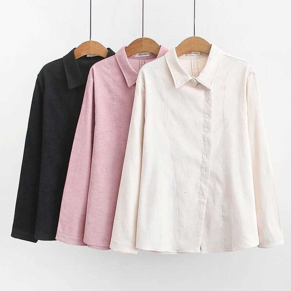women's blouses & shirts spring autumn women long sleeve loose all-matched casual turn-down collar corduroy blouse femme pglh, White
women's blouses & shirts spring autumn women long sleeve loose all-matched casual turn-down collar corduroy blouse femme pglh, White