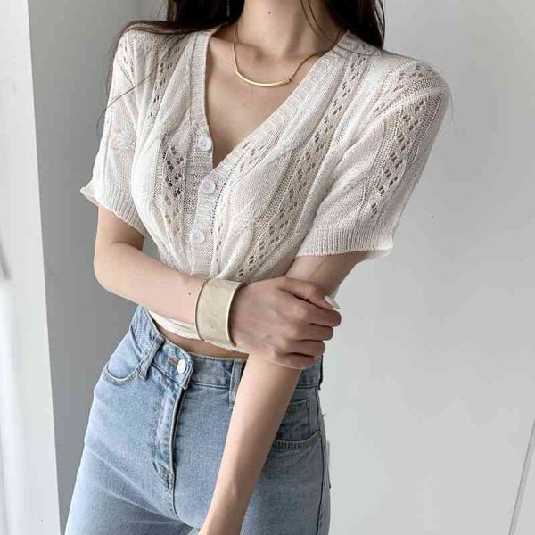 women's blouses & shirts korean new waist hollowed v-neck short-sleeved knitted fashion all-match solid color single-breas, White
women's blouses & shirts korean new waist hollowed v-neck short-sleeved knitted fashion all-match solid color single-breas, White