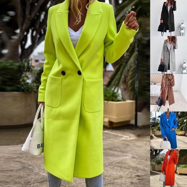 women's wool & blends women autumn winter long sleeves tailored collar jacket solid color double-breasted coat slim overcoat streetwear, Black
women's wool & blends women autumn winter long sleeves tailored collar jacket solid color double-breasted coat slim overcoat streetwear, Black