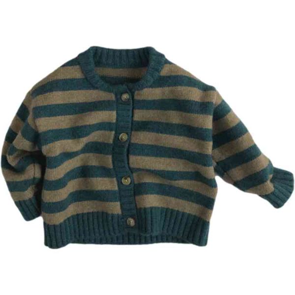 toddler sweater children's pullover single-breasted blue round neck striped cotton cardigan 210515
toddler sweater children's pullover single-breasted blue round neck striped cotton cardigan 210515