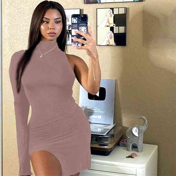 one shoulder long sleeve women bodycon party dresses side slit autumn fashion skinny clubwear mini dress solid 210426, Black;gray
one shoulder long sleeve women bodycon party dresses side slit autumn fashion skinny clubwear mini dress solid 210426, Black;gray