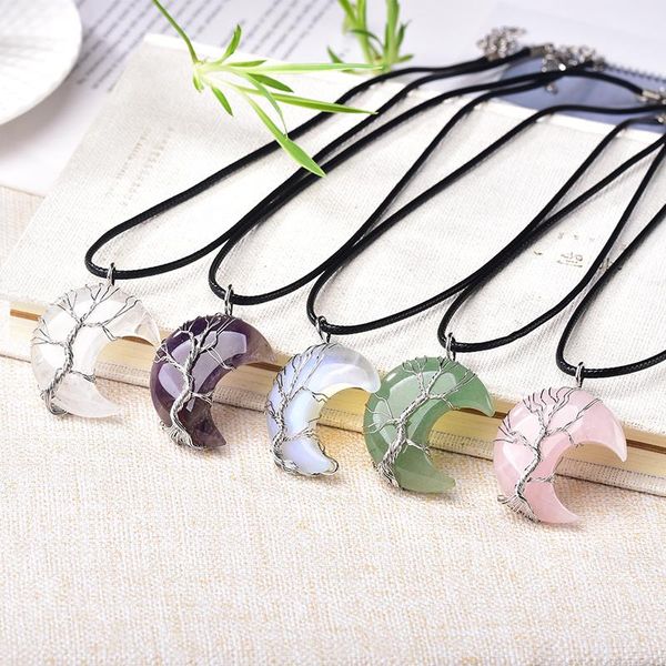 pendant necklaces natural crystal tree of life moon shape reiki polished mineral jewelry healing stone for men women gift, Silver
pendant necklaces natural crystal tree of life moon shape reiki polished mineral jewelry healing stone for men women gift, Silver