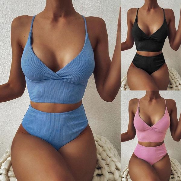 women's swimwear high waist bikinis 2021 swimsuits bandeau women splicing biquini beachwear sports ribbed bathing suits, White;black
women's swimwear high waist bikinis 2021 swimsuits bandeau women splicing biquini beachwear sports ribbed bathing suits, White;black