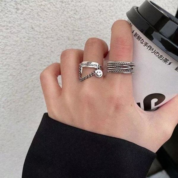 net red thai silver smile face opening female fashion personality indifference design ring male, Black
net red thai silver smile face opening female fashion personality indifference design ring male, Black