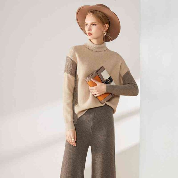 women's two piece pants autumn and winter splicing women's cashmere sweater style jacket 100% pure pd4e, White
women's two piece pants autumn and winter splicing women's cashmere sweater style jacket 100% pure pd4e, White