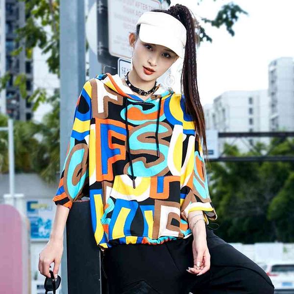 american street national fashion drawstring hip hop hoodie women's loose korean color letter round neck top, Black
american street national fashion drawstring hip hop hoodie women's loose korean color letter round neck top, Black