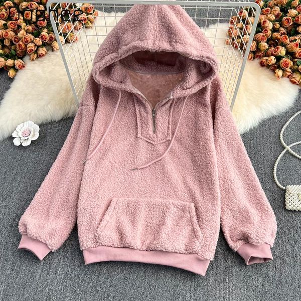 women's hoodies & sweatshirts 2021 autumn and winter korean style fashionable pocket lamb wool hooded loose all-match sweet sweatershir, Black
women's hoodies & sweatshirts 2021 autumn and winter korean style fashionable pocket lamb wool hooded loose all-match sweet sweatershir, Black