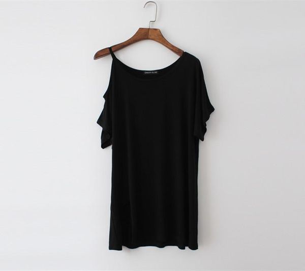 off shoulder modal t shirt women korean style loose split sling short female black sleeve womens summer women's t-shirt, White
off shoulder modal t shirt women korean style loose split sling short female black sleeve womens summer women's t-shirt, White