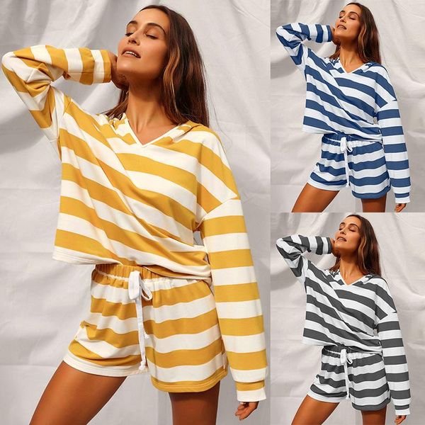 women's tracksuits donsignet women shorts outfits fashion stripe long sleeve v-neck hooded crop casual sports set two piece, Gray
women's tracksuits donsignet women shorts outfits fashion stripe long sleeve v-neck hooded crop casual sports set two piece, Gray