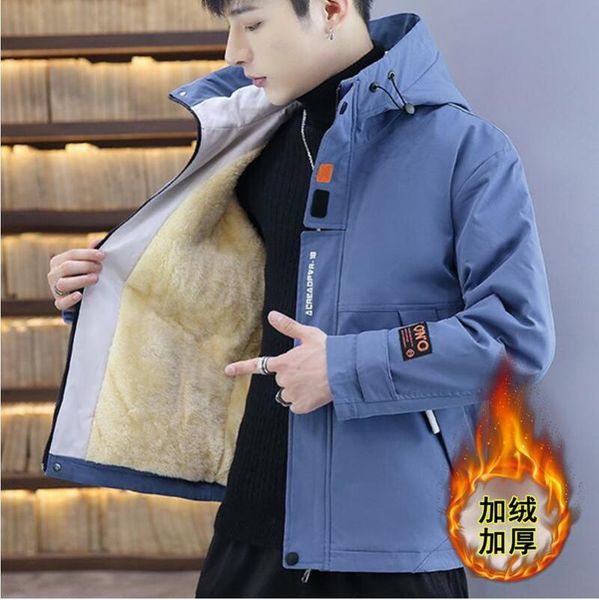 men's jackets men coat han edition logo tooling jacket of fund 2021 autumn winter leisure add wool, Black;brown 
men's jackets men coat han edition logo tooling jacket of fund 2021 autumn winter leisure add wool, Black;brown