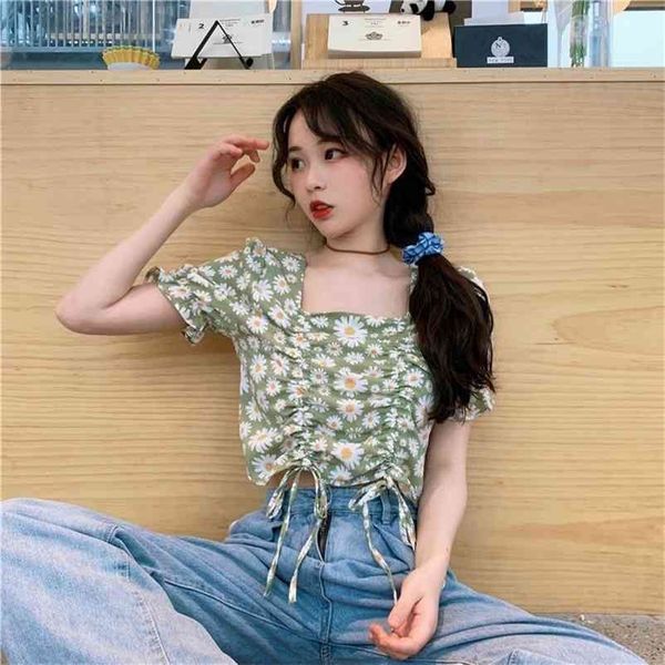 daisy blouse short women shirts vintage chiffon square collar floral plus size clothes ruffle crop lace-up 210517, White
daisy blouse short women shirts vintage chiffon square collar floral plus size clothes ruffle crop lace-up 210517, White