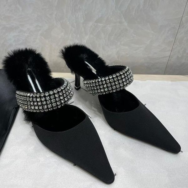 women pump mules designer sandals high heel nubuck leather one strip with rock ship diamond studs luxury womens casual dress shoes orange mk, Black
women pump mules designer sandals high heel nubuck leather one strip with rock ship diamond studs luxury womens casual dress shoes orange mk, Black