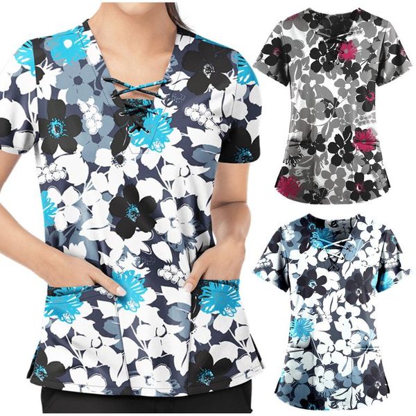 women tshirt short sleeve flower print clothes female harajuku v-neck bandage nursing working uniform t-shirts #t1q women's t-shirt, White
women tshirt short sleeve flower print clothes female harajuku v-neck bandage nursing working uniform t-shirts #t1q women's t-shirt, White