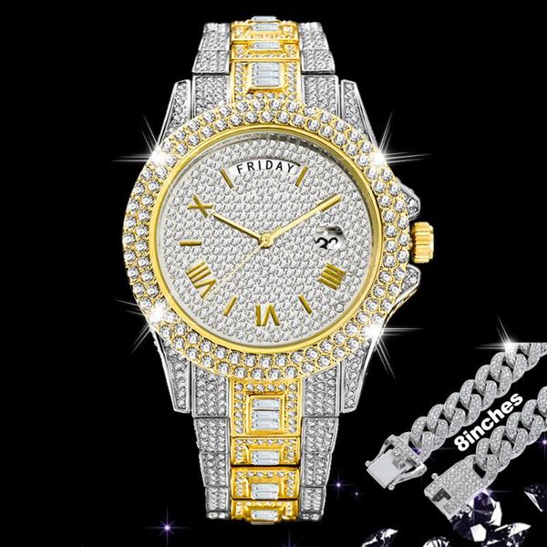 wristwatches quartz mens watches iced out watch men hip hop luxury full bling diamond wristwatch man 8inches bracelet w/ cz men's jewel, Slivery;brown
wristwatches quartz mens watches iced out watch men hip hop luxury full bling diamond wristwatch man 8inches bracelet w/ cz men's jewel, Slivery;brown