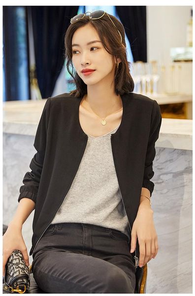 women's jackets js822j-thin acetate jacket autumn 2021 solid color casual short coat, Black;brown
women's jackets js822j-thin acetate jacket autumn 2021 solid color casual short coat, Black;brown
