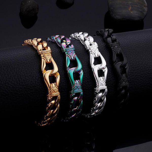 link, chain punk rock men's bracelet 316l stainless steel curb cuban link knot charm wristband fashion jewelry drop, Black
link, chain punk rock men's bracelet 316l stainless steel curb cuban link knot charm wristband fashion jewelry drop, Black