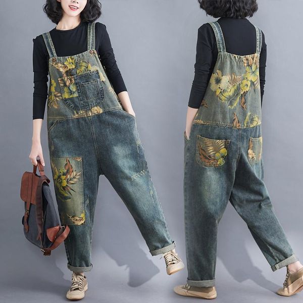 women's jeans -xxl women denim loose cropped overalls casual printed stitching retro jumpsuits, Blue
women's jeans -xxl women denim loose cropped overalls casual printed stitching retro jumpsuits, Blue
