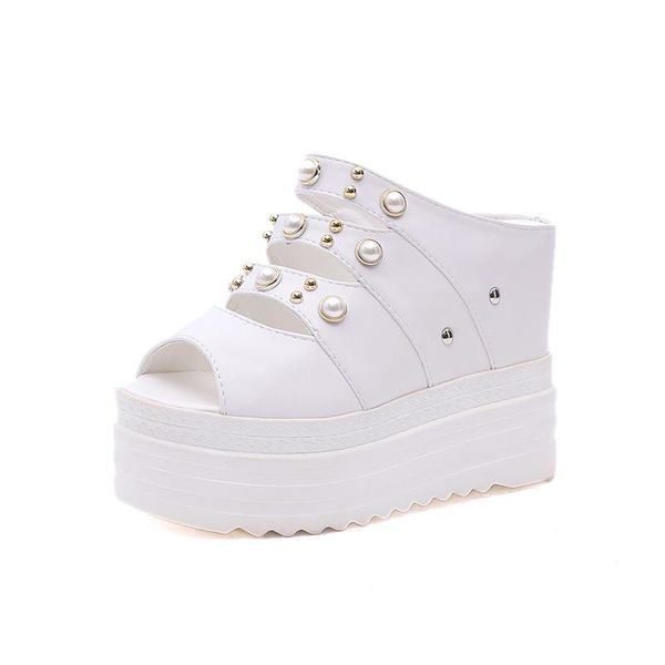 pearl rhinestone fashion women slippers summer 12 cm super high heel wedges platform sponge, Black
pearl rhinestone fashion women slippers summer 12 cm super high heel wedges platform sponge, Black
