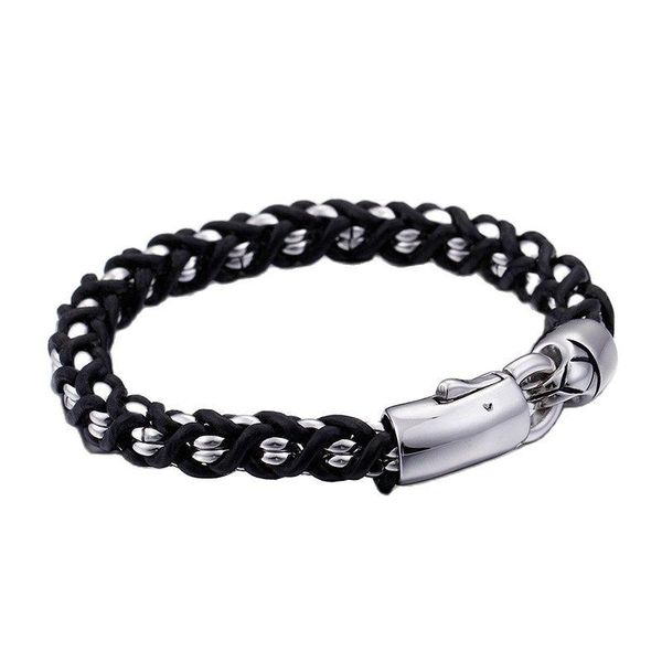 link, chain vintage 22cm long leather bracelets men high polished stainless steel shiny twisted link homme jewelry for man, Black
link, chain vintage 22cm long leather bracelets men high polished stainless steel shiny twisted link homme jewelry for man, Black