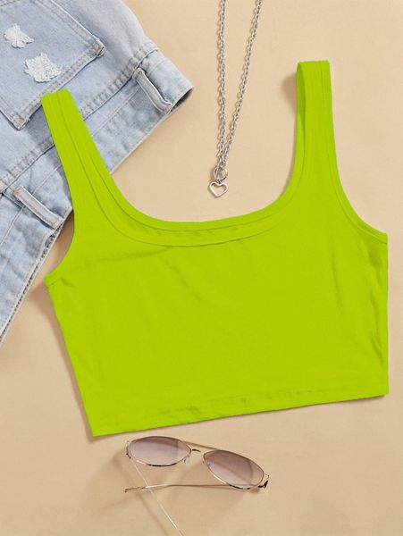 neon lime tank crop z3ph#, White