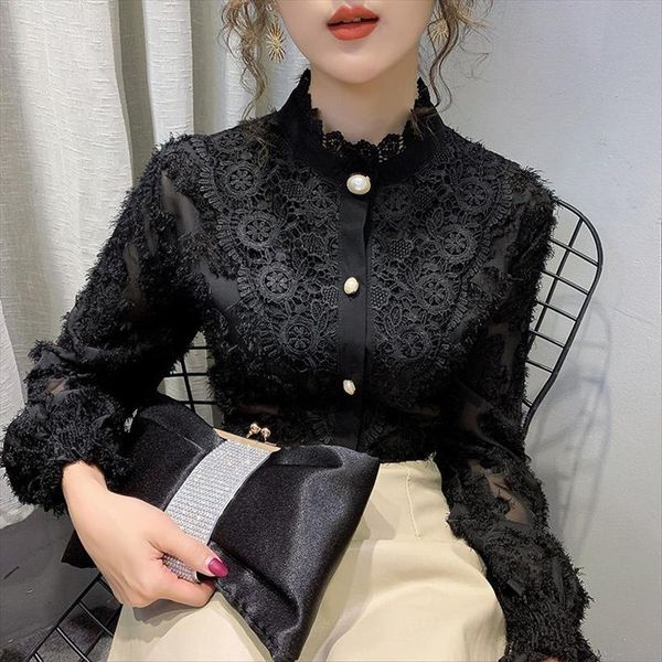 spring autumn fashion elegant lace womens blouses hollow out long sleeve female korean solid femininas blouse z10, White
spring autumn fashion elegant lace womens blouses hollow out long sleeve female korean solid femininas blouse z10, White