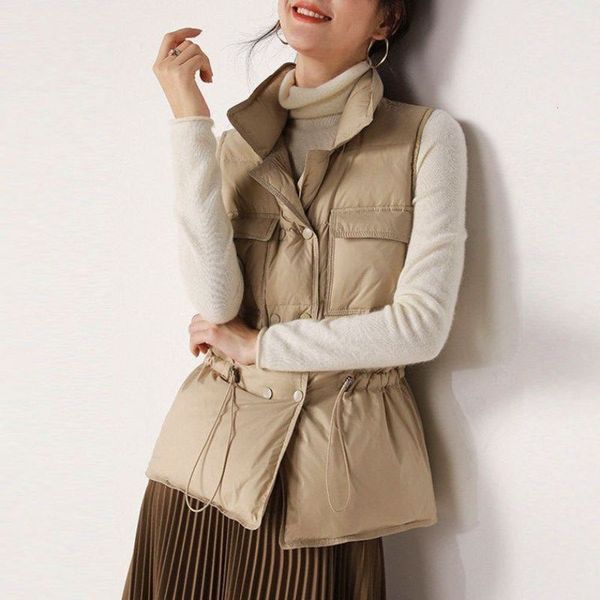 autumn winter women's down vest female short white duck waistcoat stand collar drawstring
autumn winter women's down vest female short white duck waistcoat stand collar drawstring