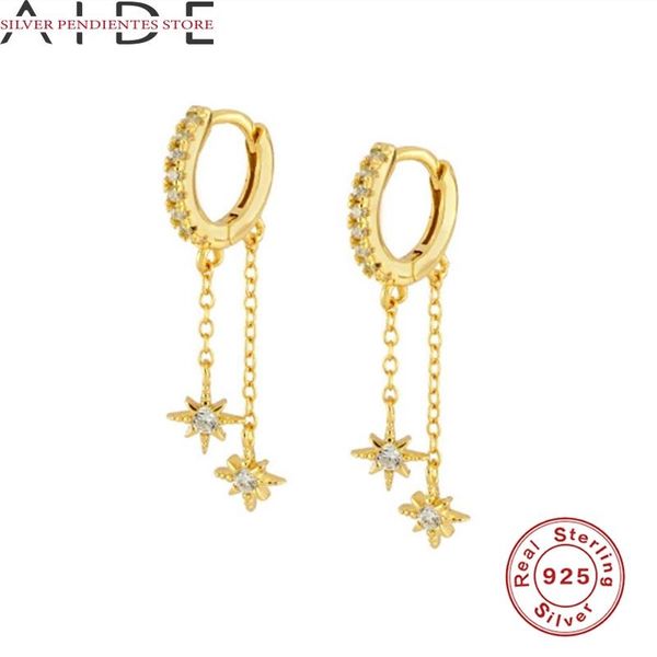 hoop & huggie aide simple 925 sterling silver earrings hoops double chain eight-pointed star diamond pendant for women bijoux femme, Golden;silver
hoop & huggie aide simple 925 sterling silver earrings hoops double chain eight-pointed star diamond pendant for women bijoux femme, Golden;silver
