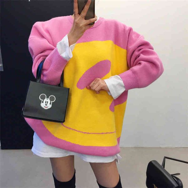 women's sweaters pulôver de malha estilo coreano jovem, blusa larga solta retalhos para inverno ke0r, White;black
women's sweaters pulôver de malha estilo coreano jovem, blusa larga solta retalhos para inverno ke0r, White;black
