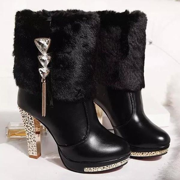 boots autumn and winter european american women's short high heels water drill, Black
boots autumn and winter european american women's short high heels water drill, Black