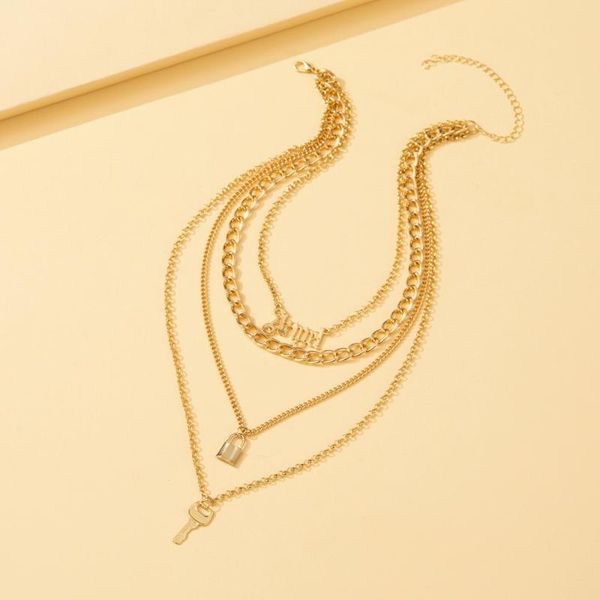 pendant necklaces lost lady fashion love letter key lock multi layer necklace alloy jewelry wholesale direct sales, Silver
pendant necklaces lost lady fashion love letter key lock multi layer necklace alloy jewelry wholesale direct sales, Silver