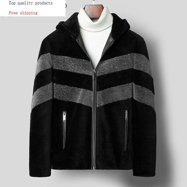 men's leather & faux 209 real fur coat men autumn winter sheep shearing wool jacket hooded korean coats c-01-1823 kj3304, Black
men's leather & faux 209 real fur coat men autumn winter sheep shearing wool jacket hooded korean coats c-01-1823 kj3304, Black