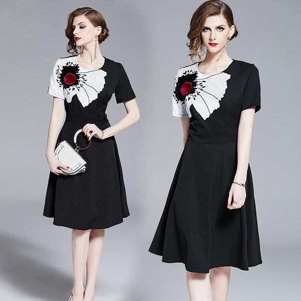 casual dresses hayblst brand dress women summer short sleeves plussize clothes vestidos european style elegant slim black cloth, Black;gray
casual dresses hayblst brand dress women summer short sleeves plussize clothes vestidos european style elegant slim black cloth, Black;gray