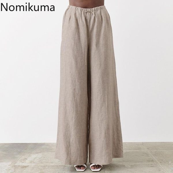 nomikuma 2021 spring summer cotton linen women pants lace up high waist long trousers causal thin wide leg mujer 6f767 women's & capris, Black;white
nomikuma 2021 spring summer cotton linen women pants lace up high waist long trousers causal thin wide leg mujer 6f767 women's & capris, Black;white