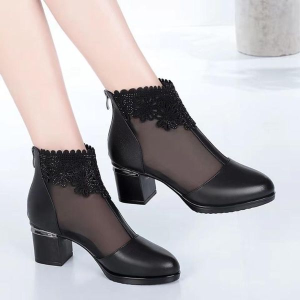cool boots leather mesh zipper female pumps spring summer round toe square high heel women shoes, Black
cool boots leather mesh zipper female pumps spring summer round toe square high heel women shoes, Black