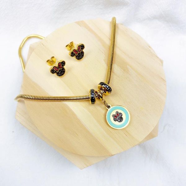 earrings & necklace cartoon cutey mouse pendant titanium stainless steel rose gold color chain trendy fashion women jewelry gift, Silver
earrings & necklace cartoon cutey mouse pendant titanium stainless steel rose gold color chain trendy fashion women jewelry gift, Silver