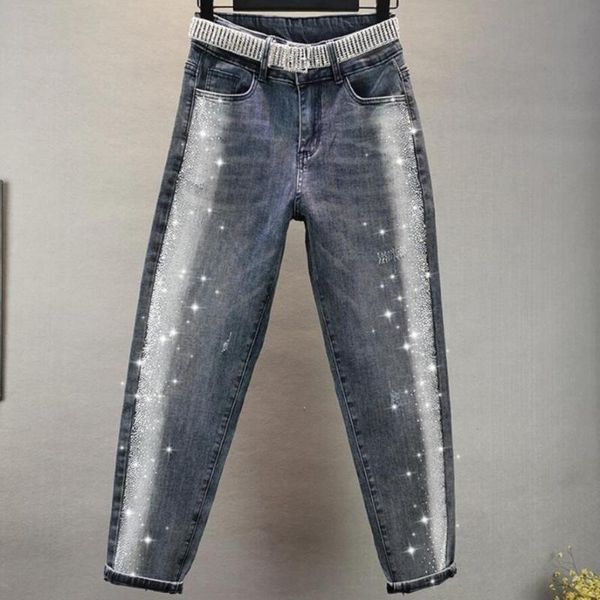 women's jeans 2021 spring women high waist fashion rhinestone loose harlan pants plus size, Blue
women's jeans 2021 spring women high waist fashion rhinestone loose harlan pants plus size, Blue