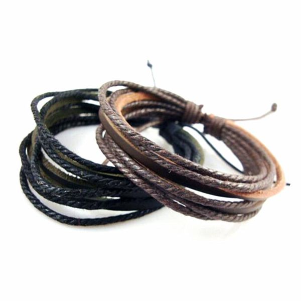 link, chain wrap multilayer hand woven casual punk leather bracelet men, Black
link, chain wrap multilayer hand woven casual punk leather bracelet men, Black