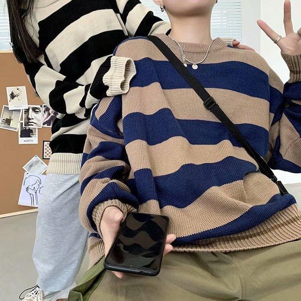 men's sweaters aberdeen hip-hop blast striped knitted sweater for men and women, White;black
men's sweaters aberdeen hip-hop blast striped knitted sweater for men and women, White;black