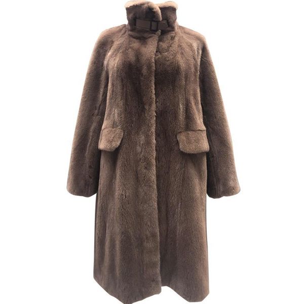 women's fur & faux arlenesain fashion long slim brown woman coat, Black