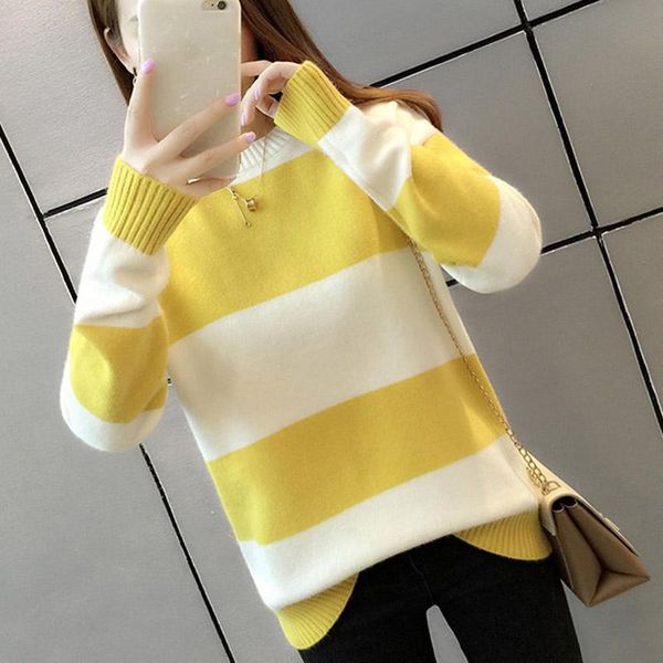 women's sweaters women o-neck striped knitted wear sweater slim fit pullovers jumpers autumn 19ing, White;black
women's sweaters women o-neck striped knitted wear sweater slim fit pullovers jumpers autumn 19ing, White;black