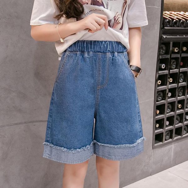 women's shorts 5xl wide cuff denim vintage light blue solid fashion elastic waist simple arrival loose casual female half, White;black
women's shorts 5xl wide cuff denim vintage light blue solid fashion elastic waist simple arrival loose casual female half, White;black