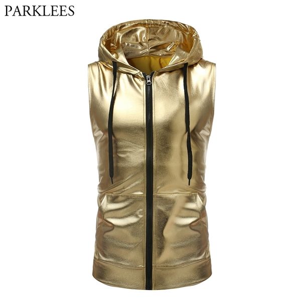 mens gold metallic zip up sleeveless hooded vest t shirt fashion hip hop shiny nightclub stage tshirt with kangaroo pocket 210522, White;black
mens gold metallic zip up sleeveless hooded vest t shirt fashion hip hop shiny nightclub stage tshirt with kangaroo pocket 210522, White;black
