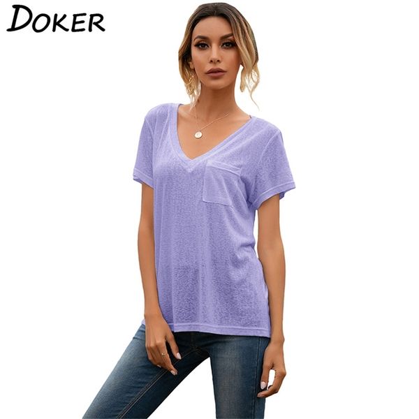 summer women t shirt solid color v neck pocket casual loose short sleeve female streetwear beach holiday blouse 210603, White
summer women t shirt solid color v neck pocket casual loose short sleeve female streetwear beach holiday blouse 210603, White