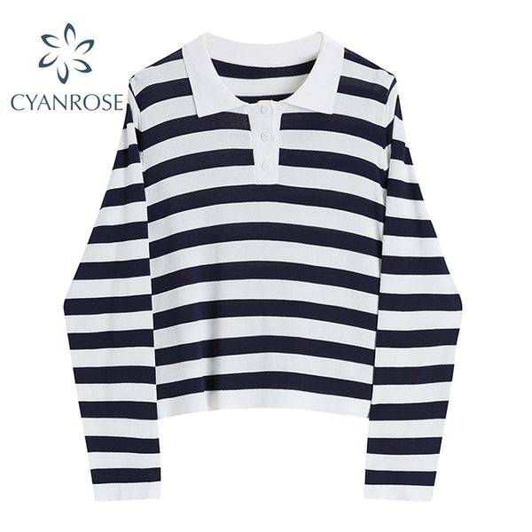 striped polo collar t shirt women long sleeve korean ins vintage streetwear ol tees female spring loose casual 210515, White
striped polo collar t shirt women long sleeve korean ins vintage streetwear ol tees female spring loose casual 210515, White