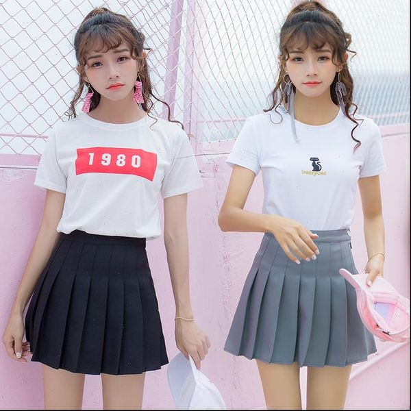 high waist pleated sweet women skirts lovely girl dance mini dress role play black white fashion miniskirt short