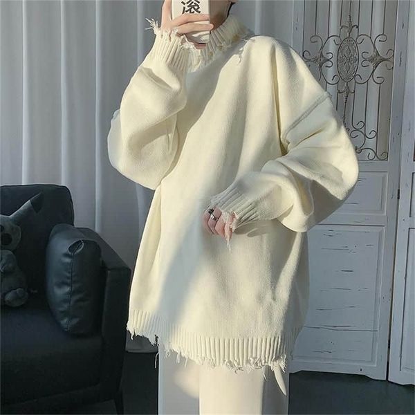 sweaters for men and women, ripped edges, irregular frayed sweaters, couples trend, loose half high collar autumn winter 210914, White;black
sweaters for men and women, ripped edges, irregular frayed sweaters, couples trend, loose half high collar autumn winter 210914, White;black
