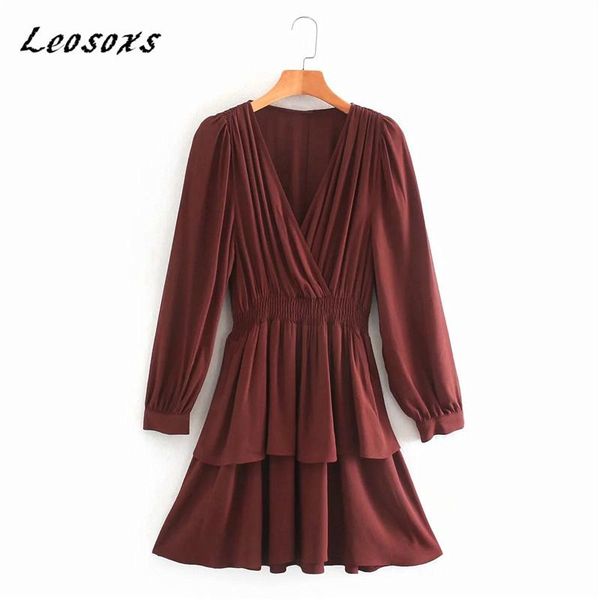 casual dresses leosoxs korean laminated chiffon dress women simple vintage high waist stretch slim short v-neck elegant 2021 autumn, Black;gray
casual dresses leosoxs korean laminated chiffon dress women simple vintage high waist stretch slim short v-neck elegant 2021 autumn, Black;gray